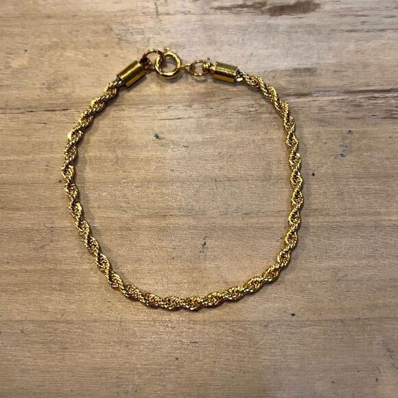 Gold Tone Rope Tennis Bracelet - Picture 1 of 8